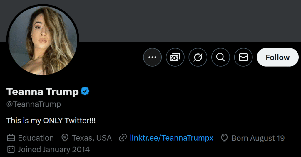 (TeannaTrump) Twitter Accounts